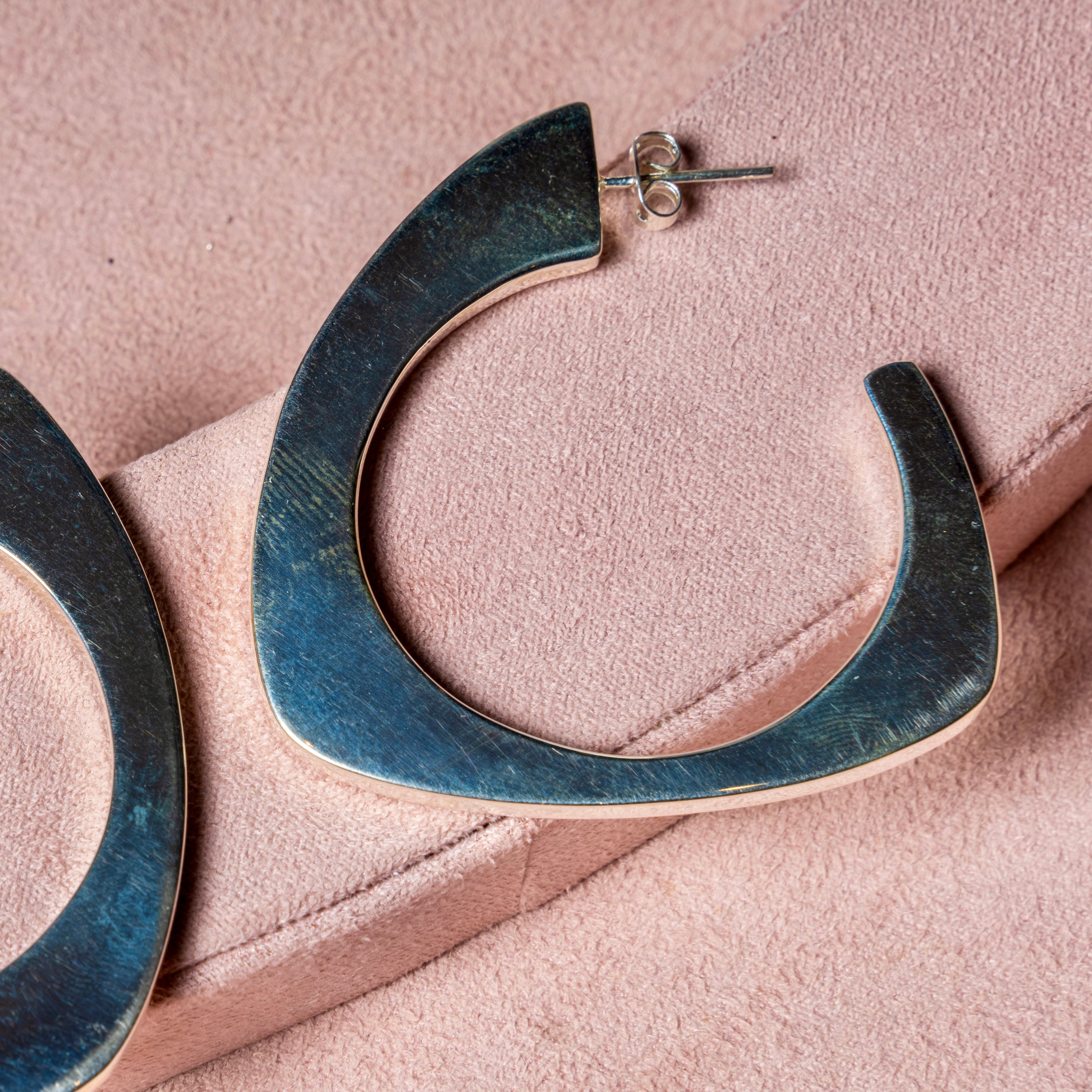 Sterling Silver Large Crescent Hoops