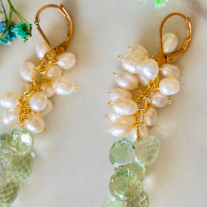 Green Amethyst + Freshwater Pearls