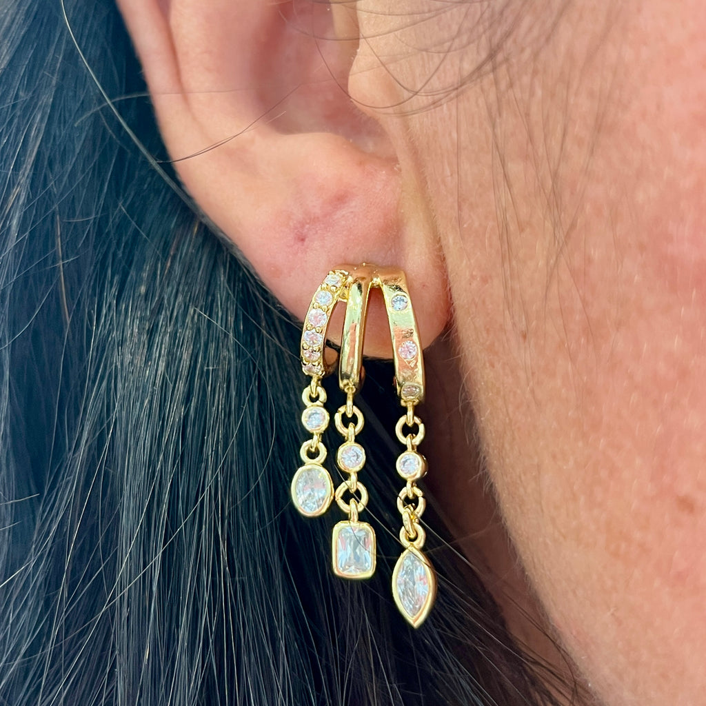 Triple Dangle Hoops