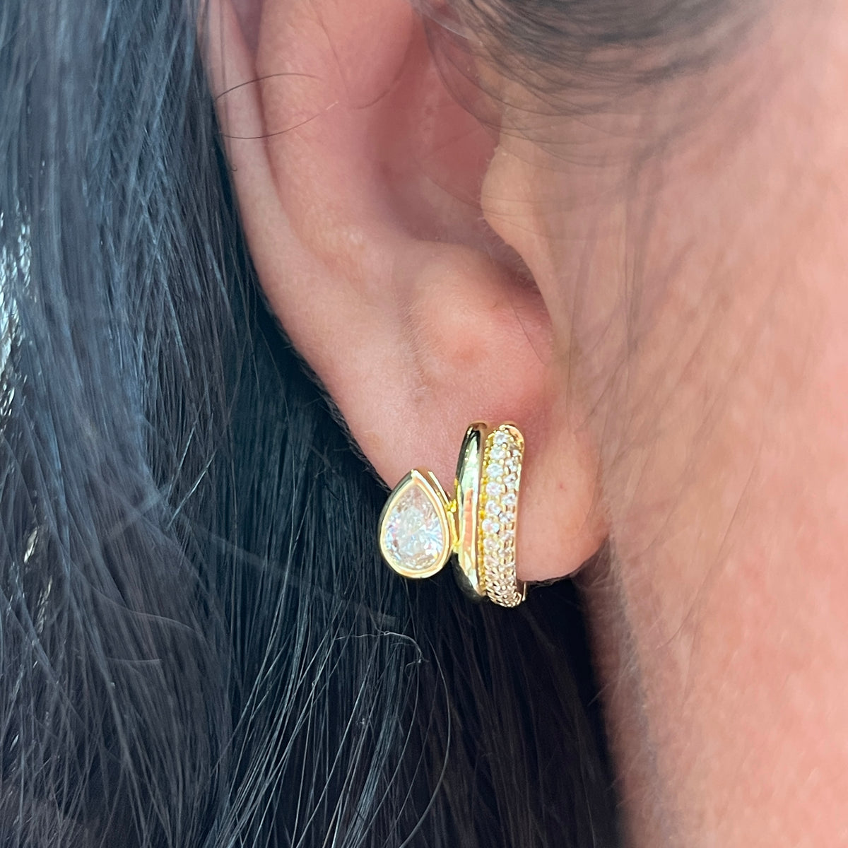 Gold Teardrop Huggies
