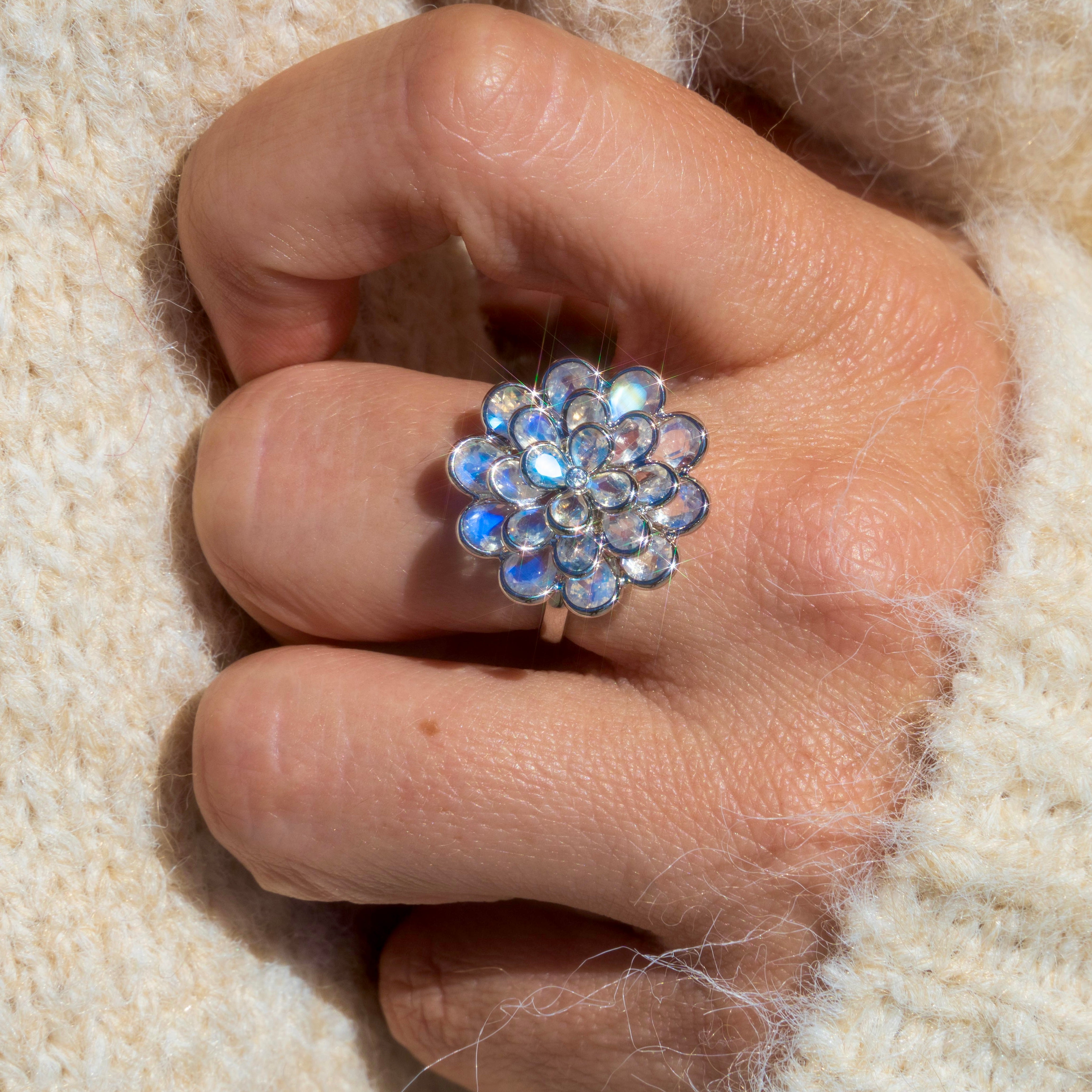 Moonstone Floral Ring