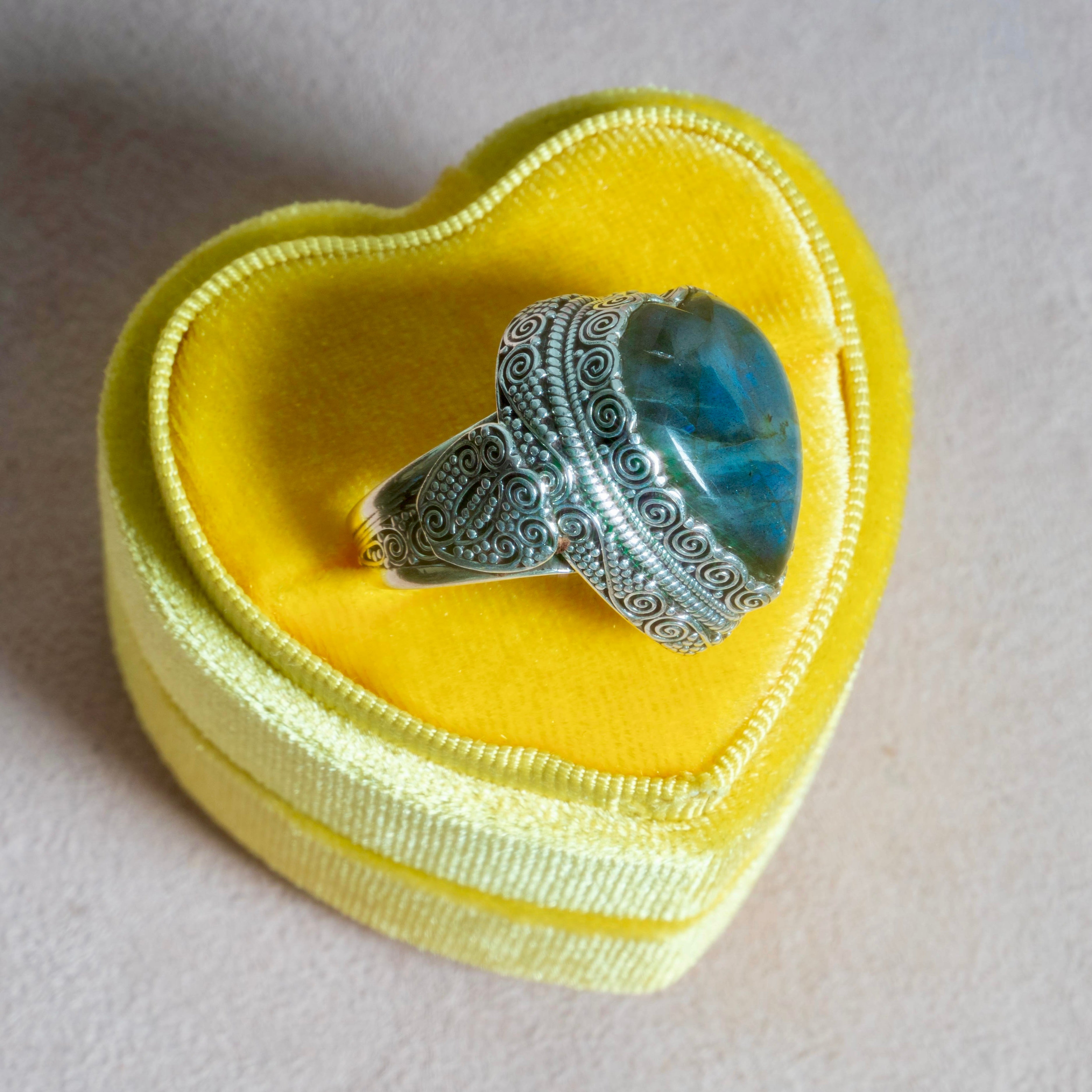 Labradorite Heart Ring