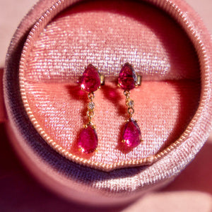 14k Pink Tourmaline + Diamond Earrings