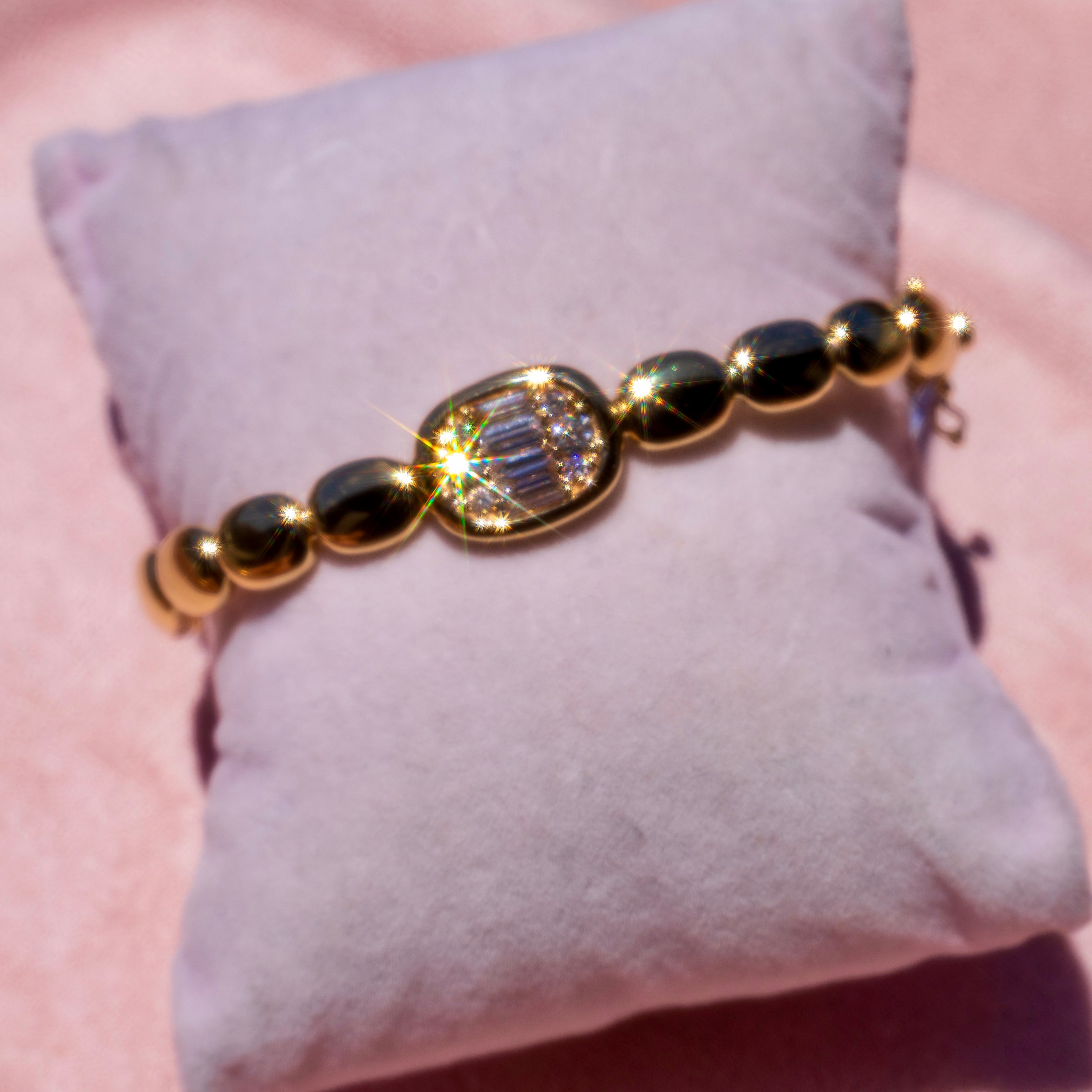 14k Oval Diamond Bangle