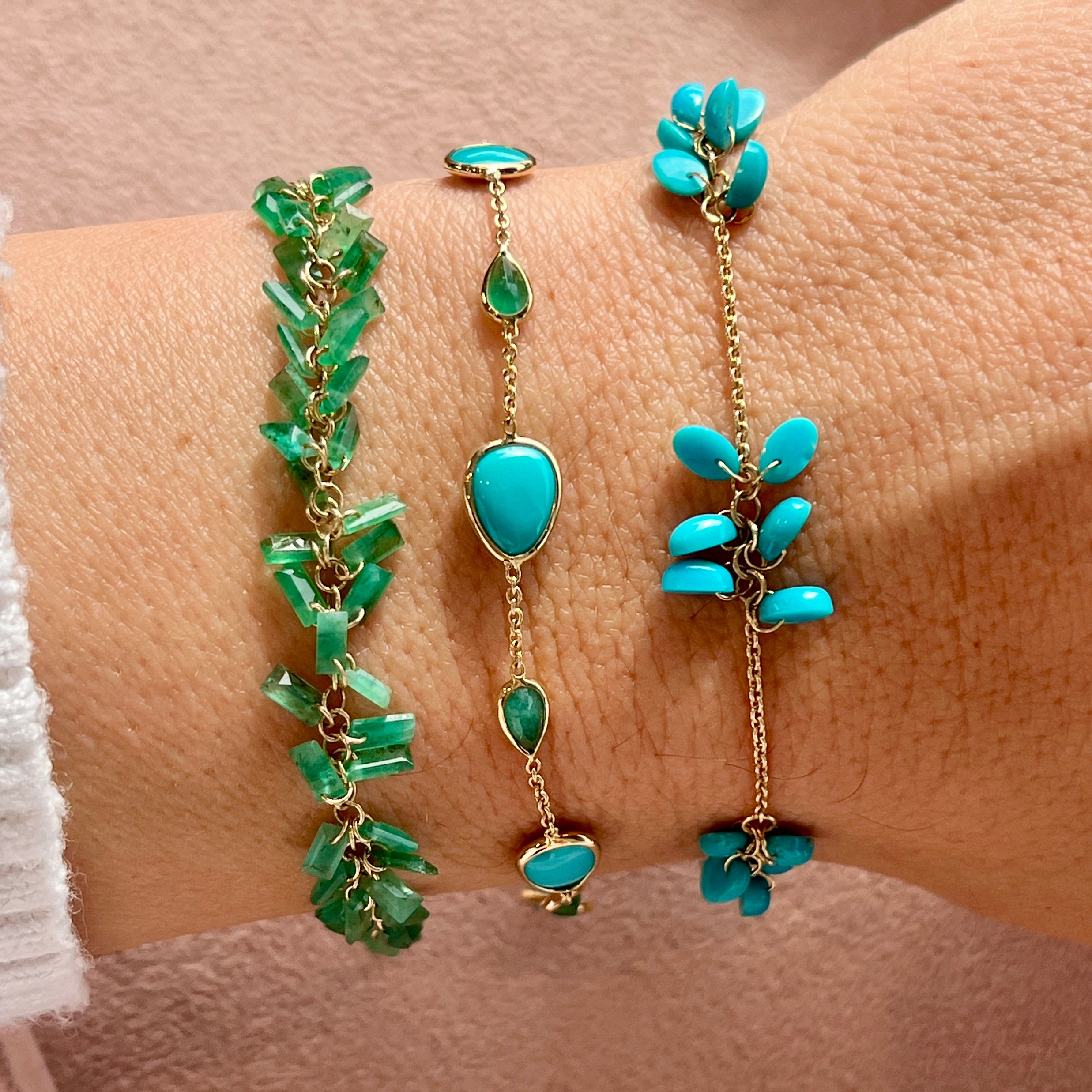 14k Turquoise Shaker Bracelet