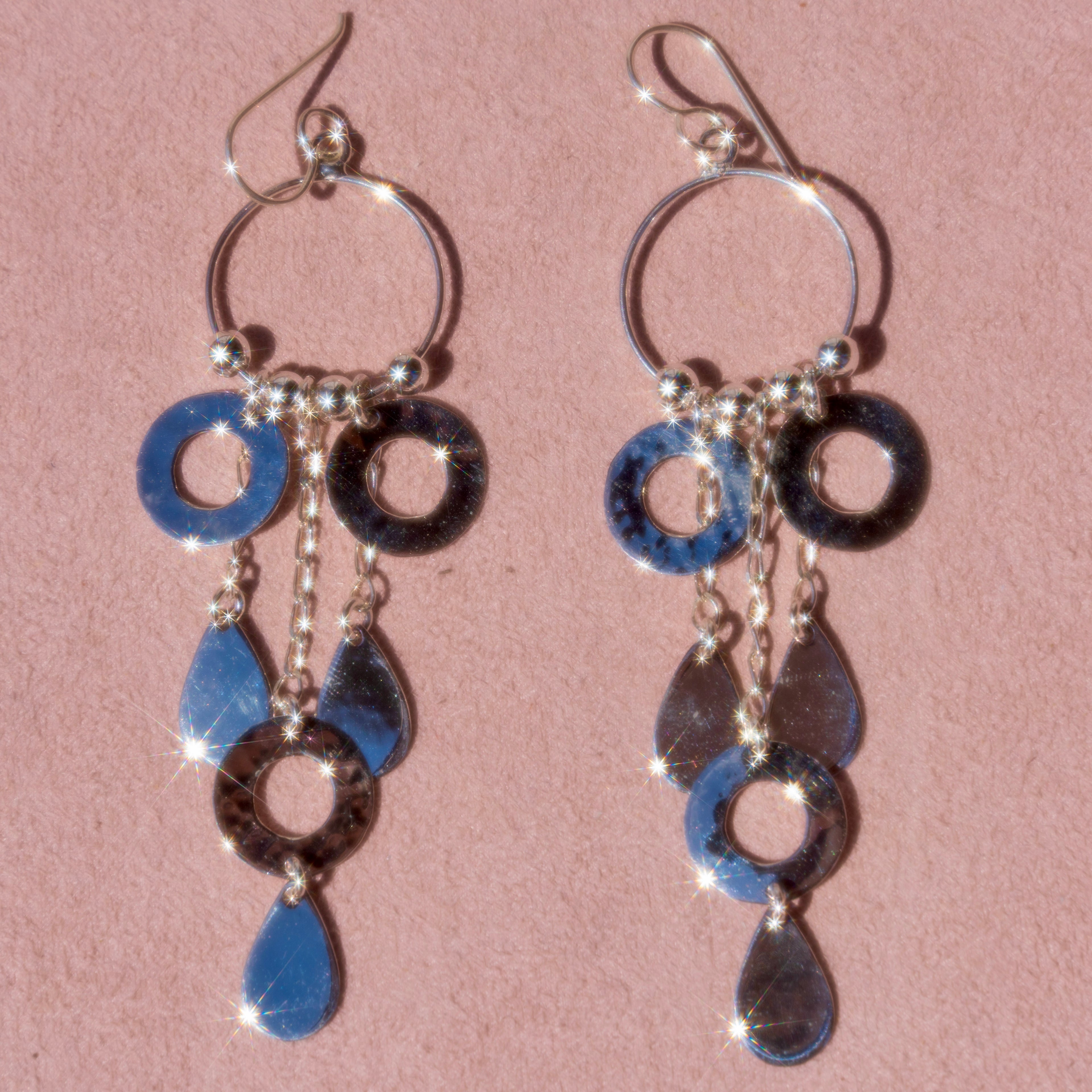 Sterling Silver Hammered Dangle Earrings