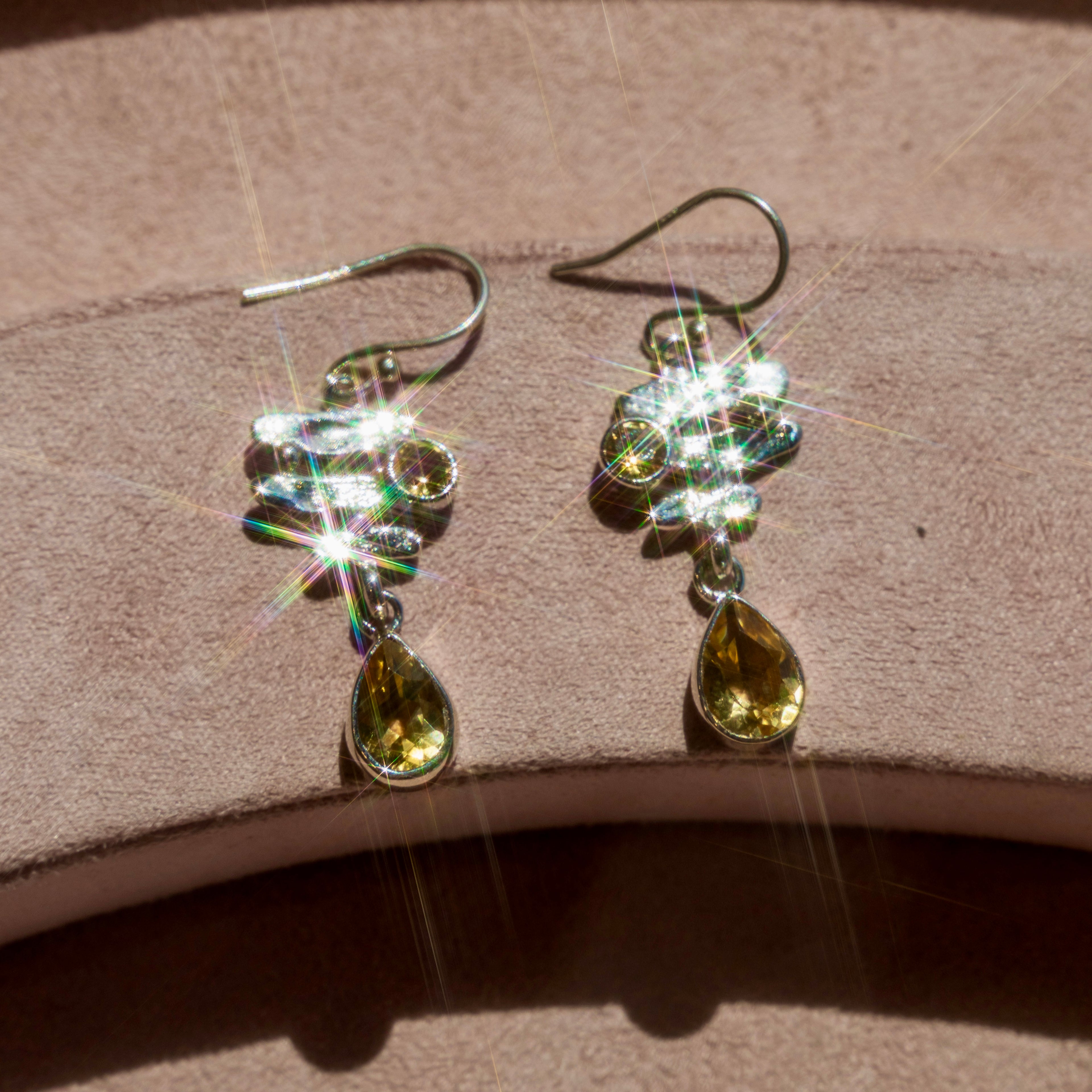 Sterling Silver Teardrop Citrine Earrings