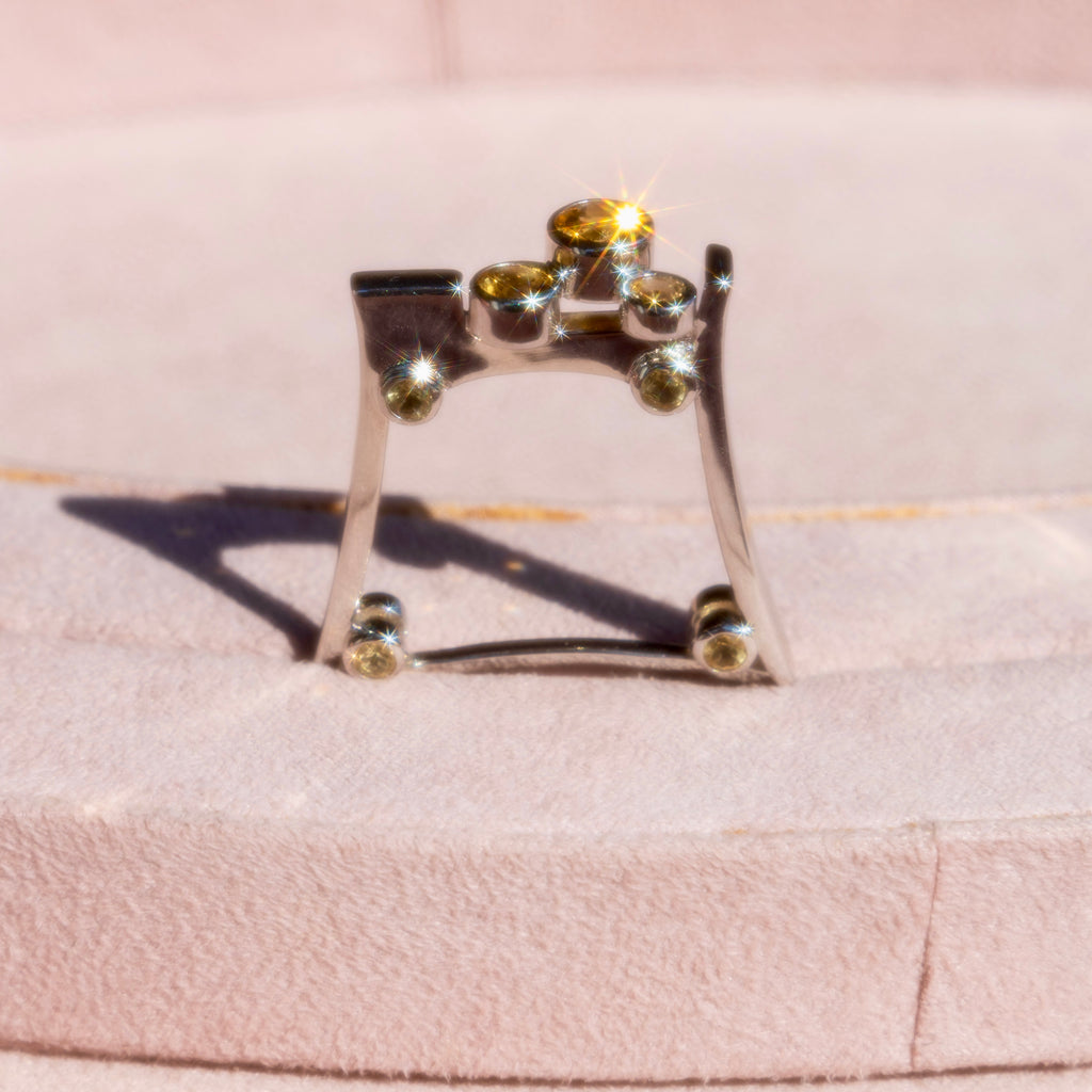 Sterling Silver Citrine Square Lego Ring