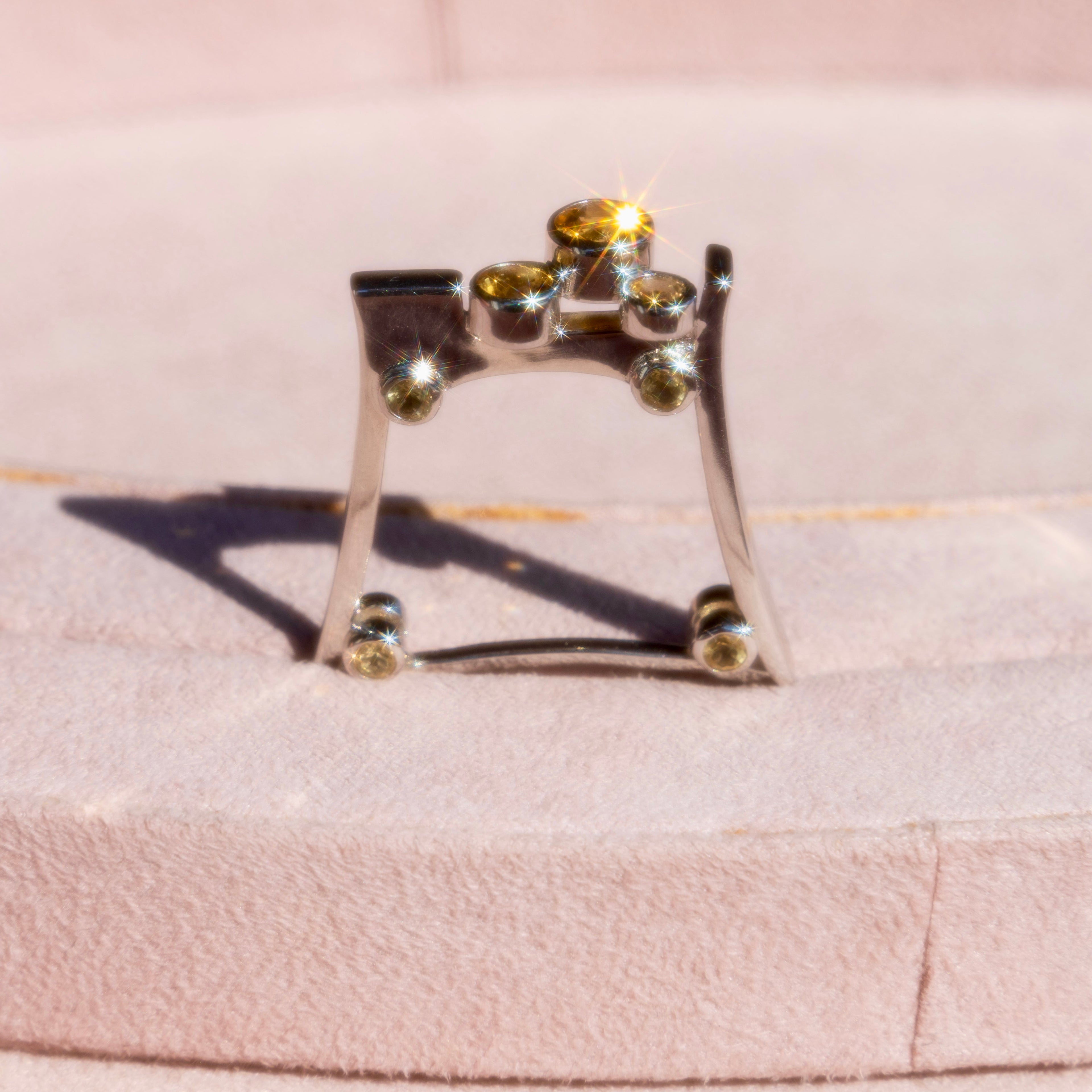 Sterling Silver Citrine Square Lego Ring