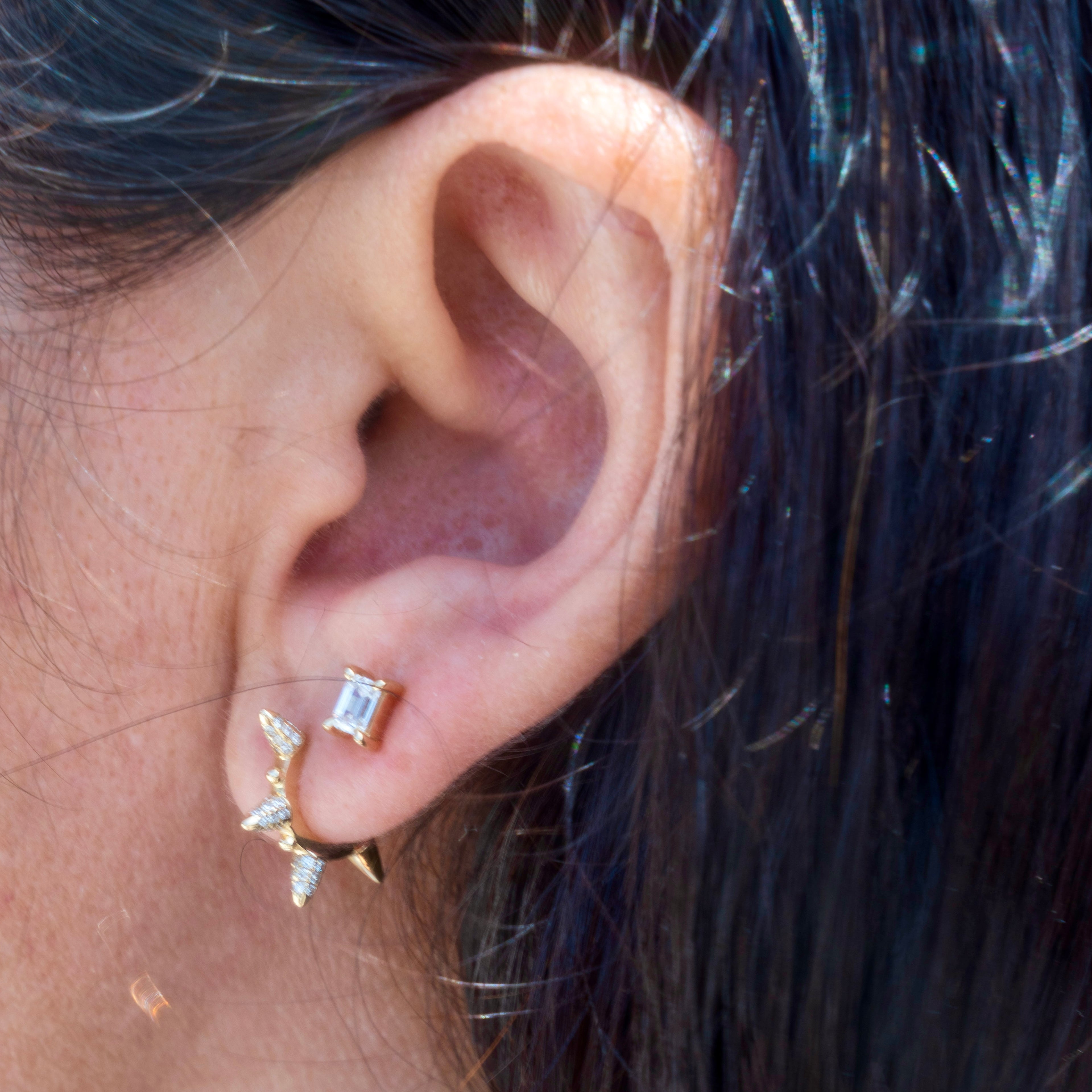 14k Diamond Spike Huggies