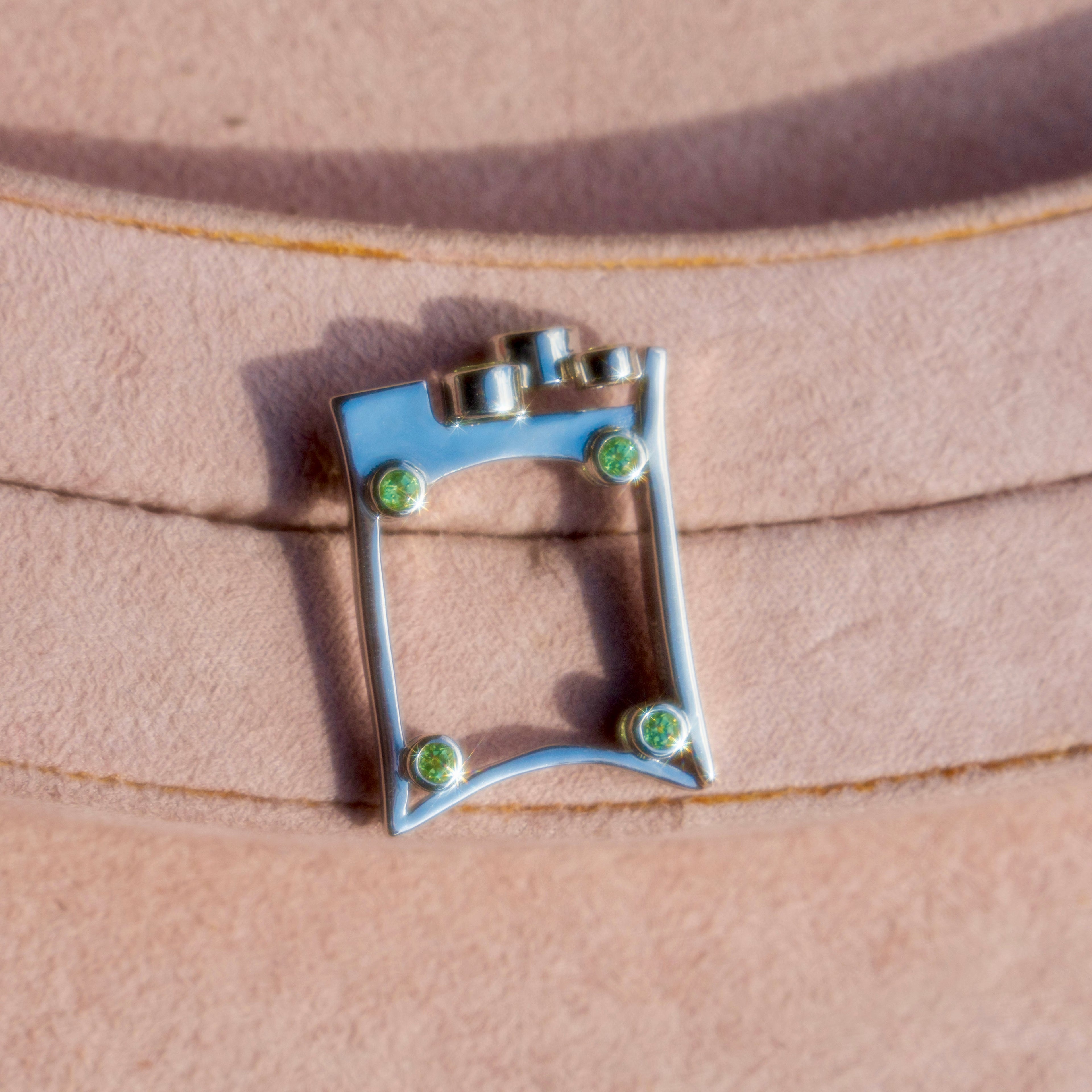 Sterling Silver Peridot Square Lego Ring