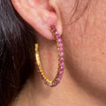 Pink Tourmaline Large Hoops