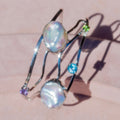 Sterling Silver Cuff w/ Freshwater Pearl, Blue Topaz, Peridot, + Amethyst