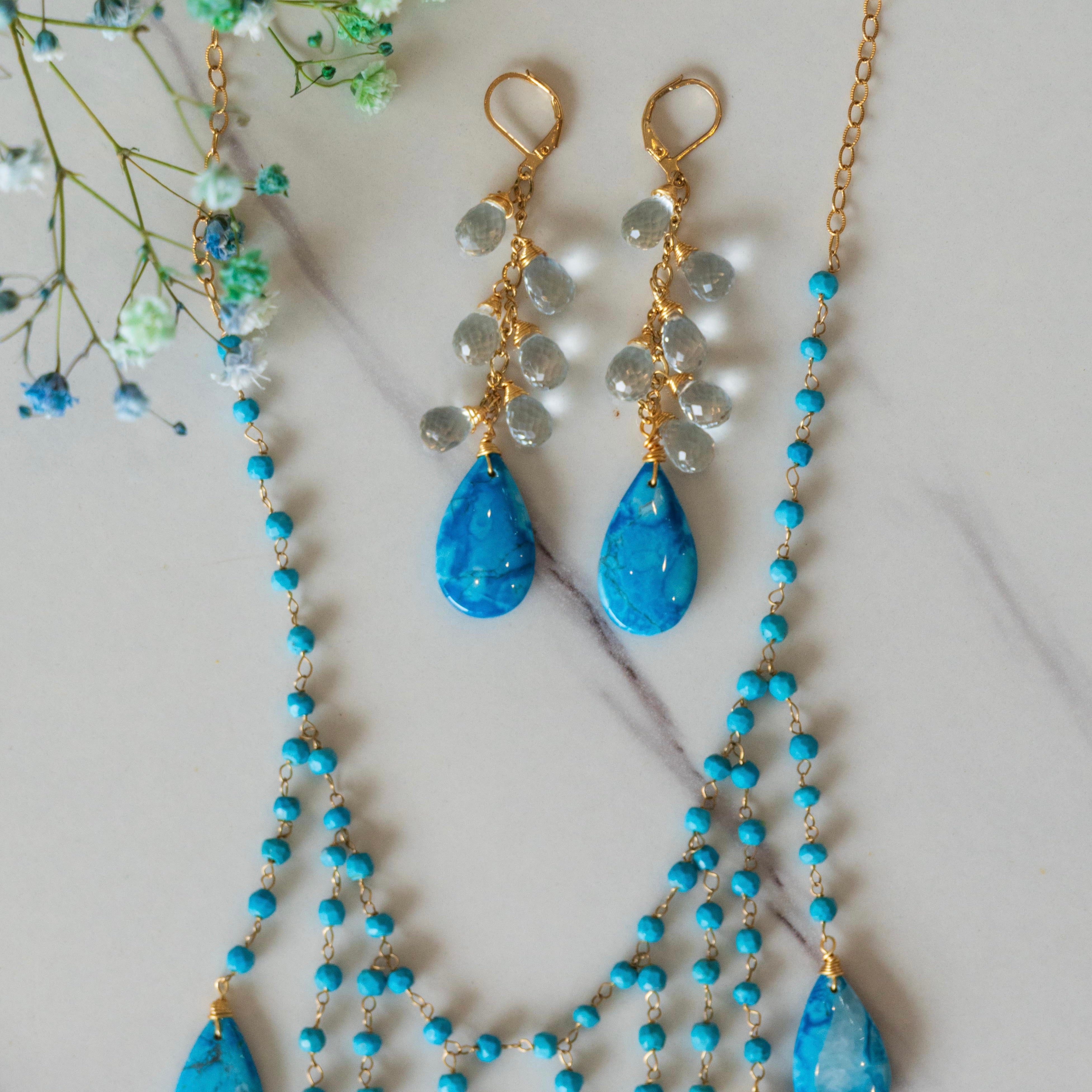 Turquoise Chandelier Necklace