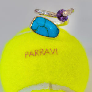 Turquoise + Amethyst Swirl Ring