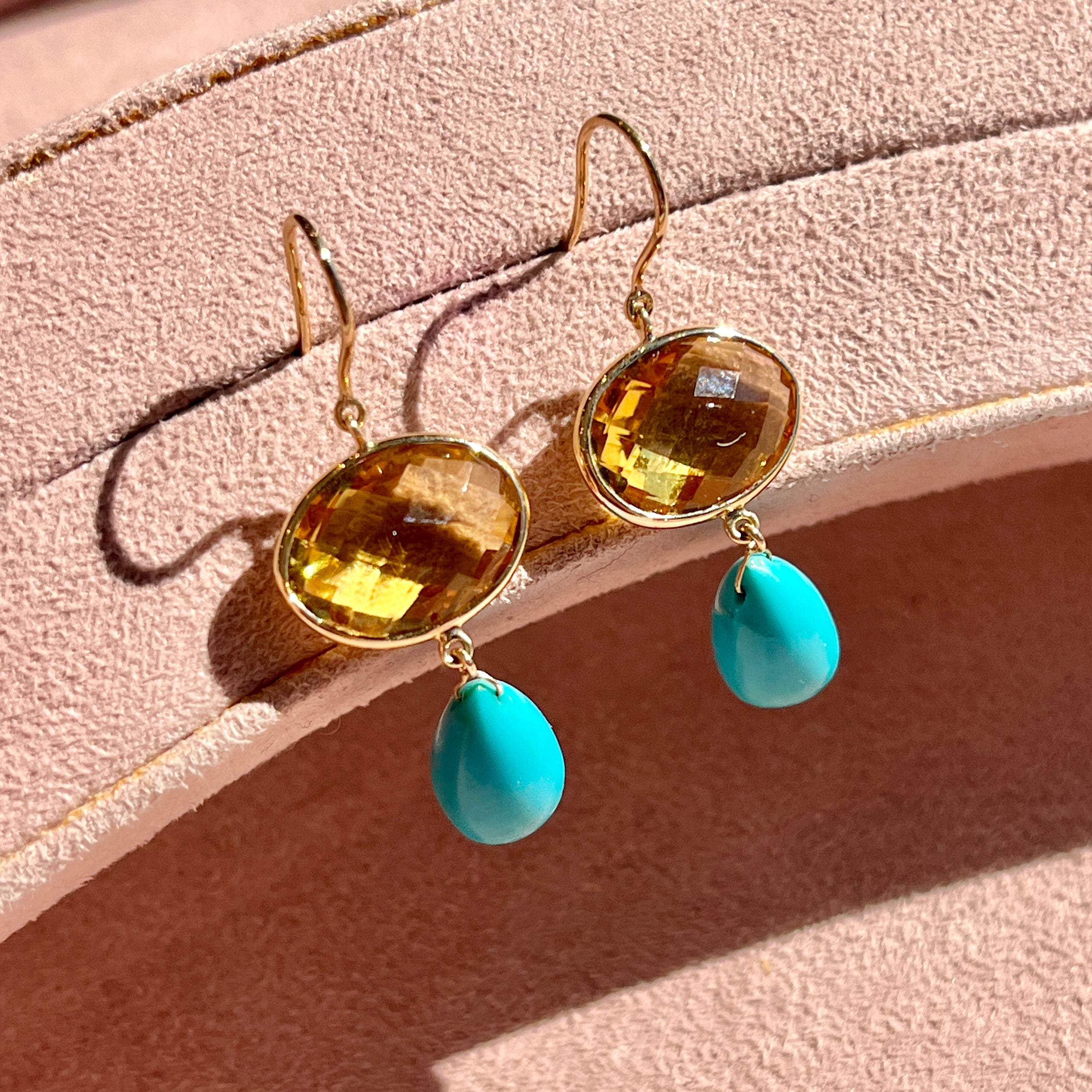 14k Turquoise + Citrine Earrings