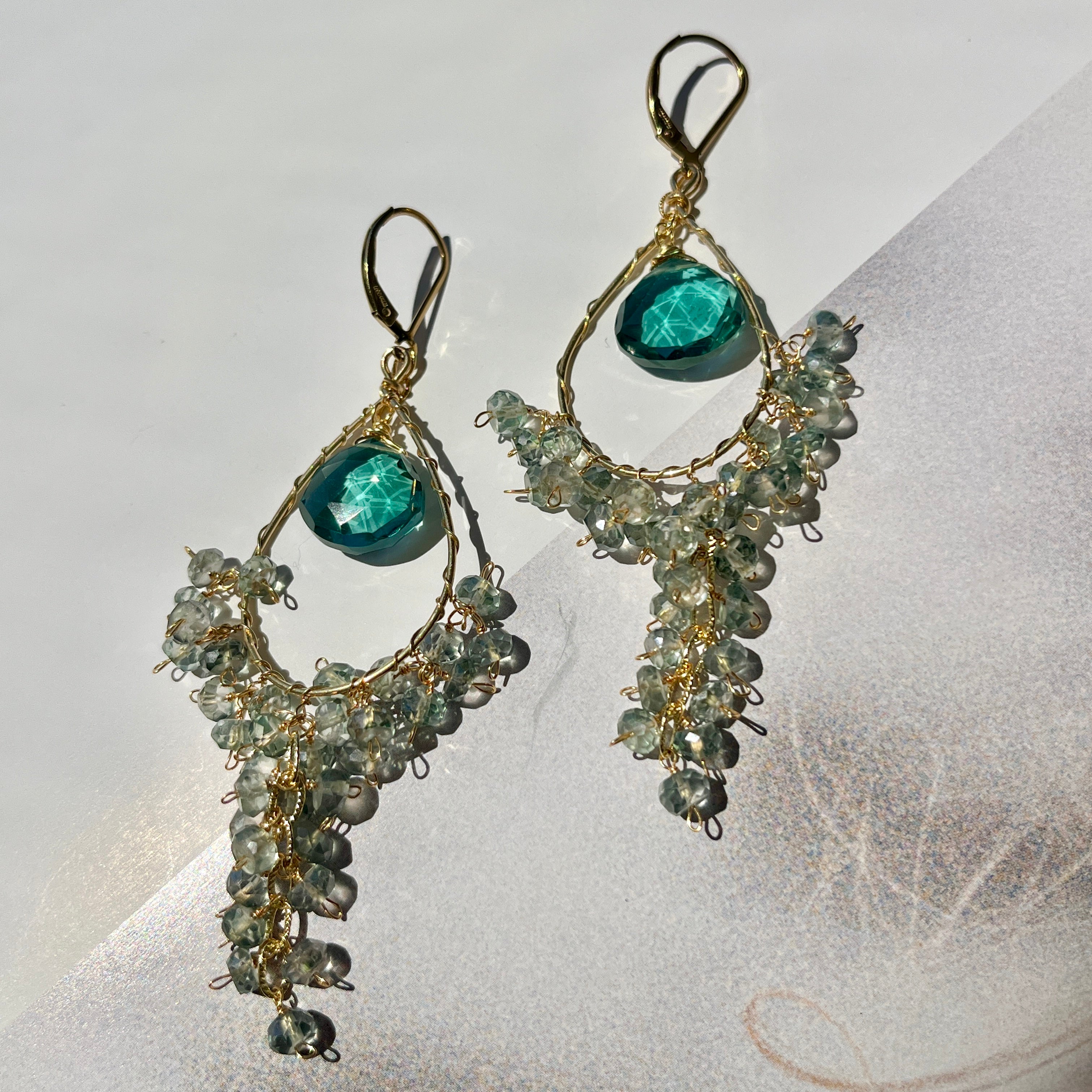 Green Tourmaline + Moss Quartz Earrings