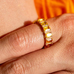 14k Baguette Sapphire + Diamond Ombré Eternity Ring