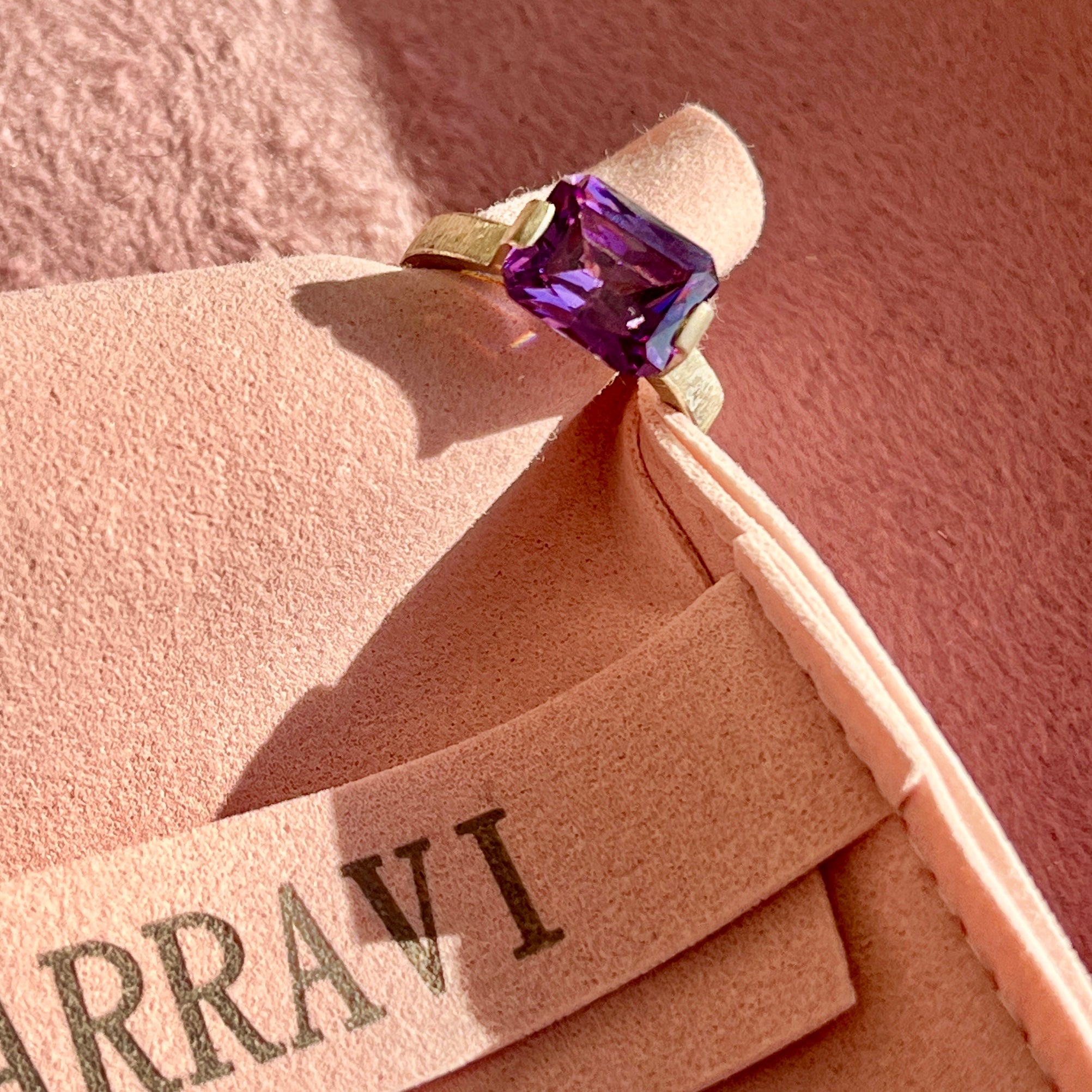 Amethyst CZ Emerald Cut Ring