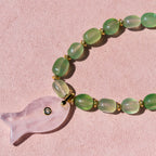 Green Agate + Moonstone Fish Necklace