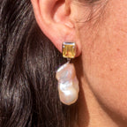 Citrine + Freshwater Pearl Earrings