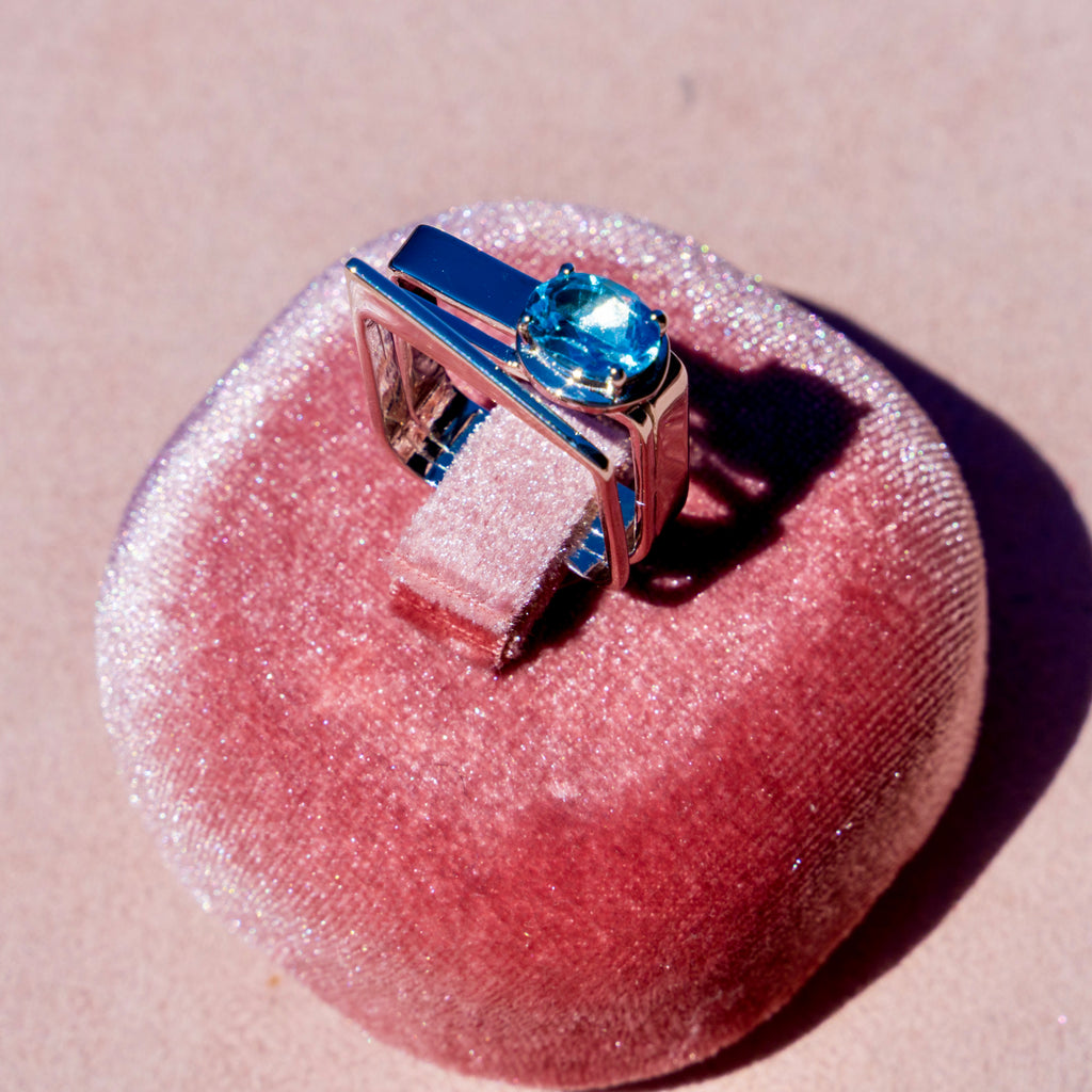 Blue Topaz Square Point Ring