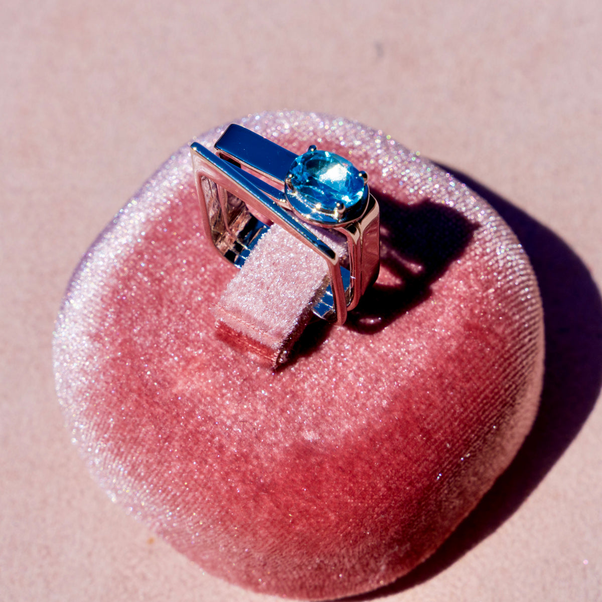 Blue Topaz Square Point Ring