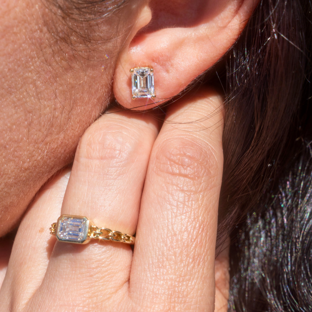 14k Lab Grown Diamond Emerald Cut Ring