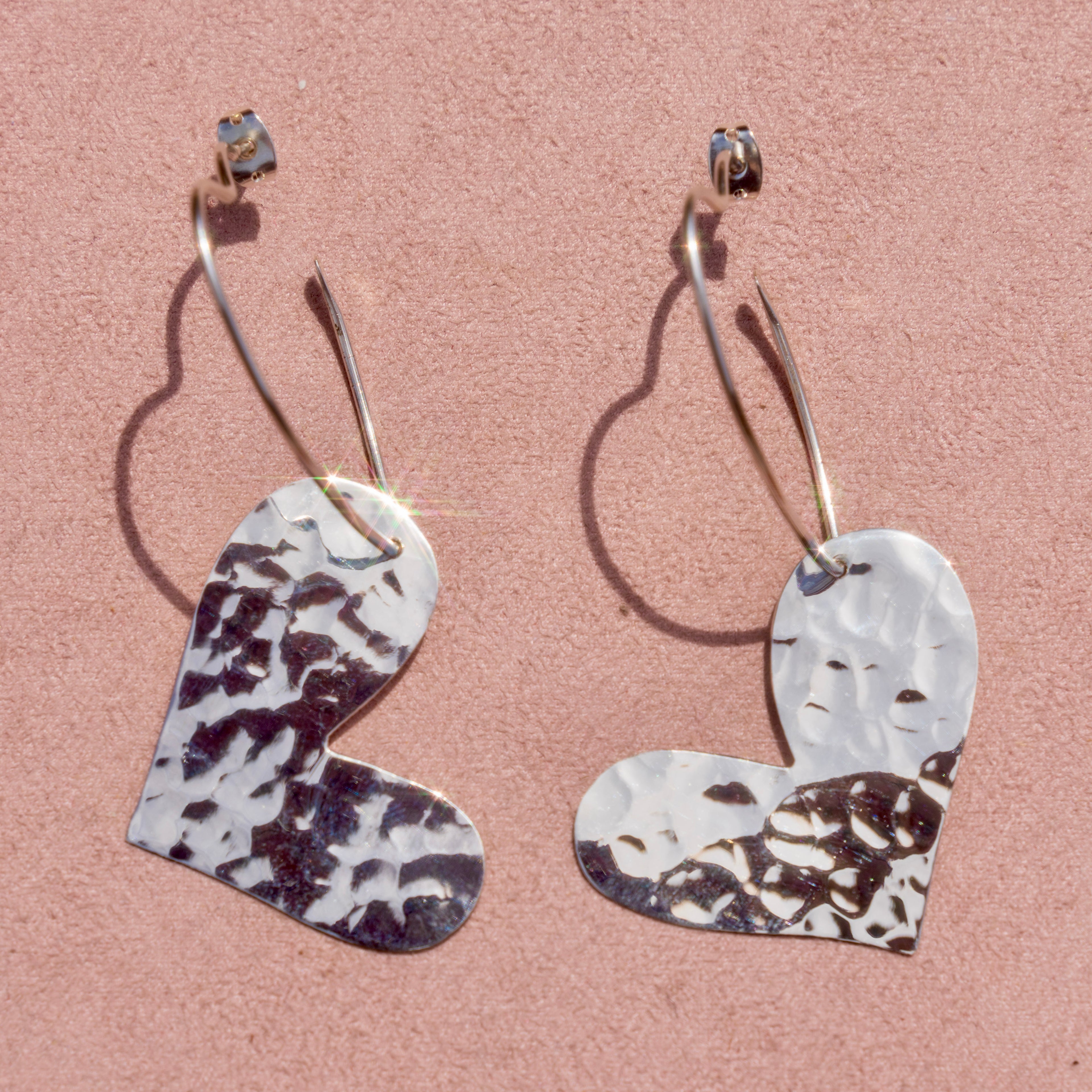 Sterling Silver Double Heart Earrings