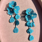 Teal Floral Statement Earrings