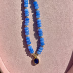 Blue Bead + Blue Cubic Zirconia Necklace