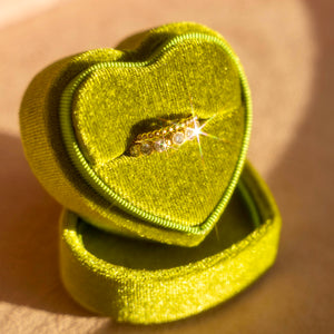 14k Double Diamond Beaded Ring