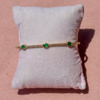 14k Emerald + Diamond Bangle