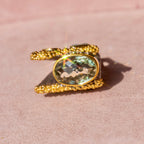 Green Amethyst One of a Kind Ring w/ Four side stones