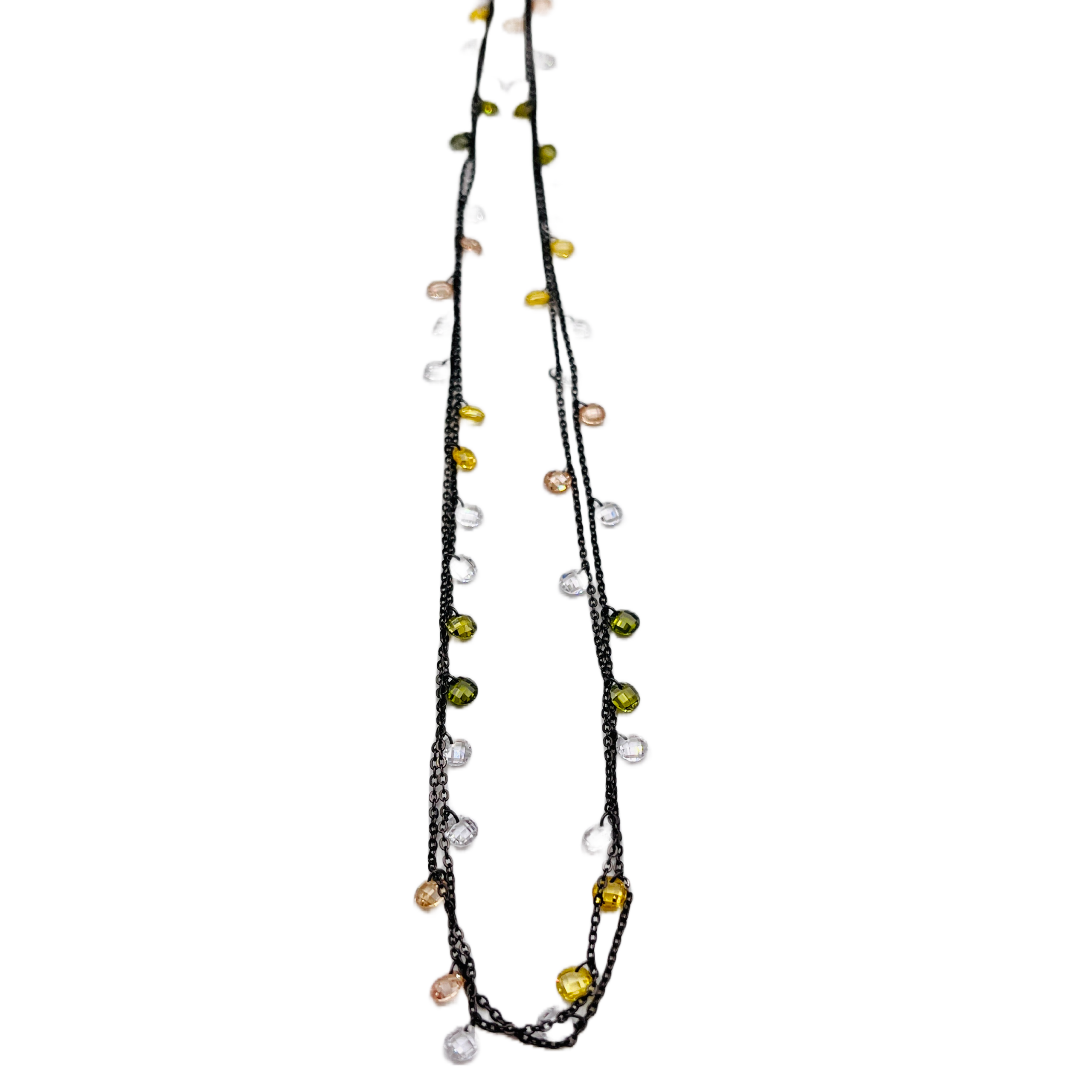 Oxidized Silver + Colored CZ’s Necklace