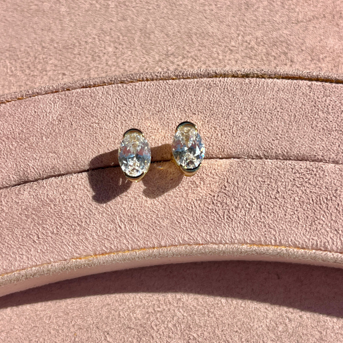 Oval Bezel CZ Studs