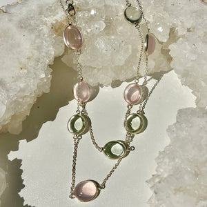 Rose Quartz + Green Amethyst Necklace