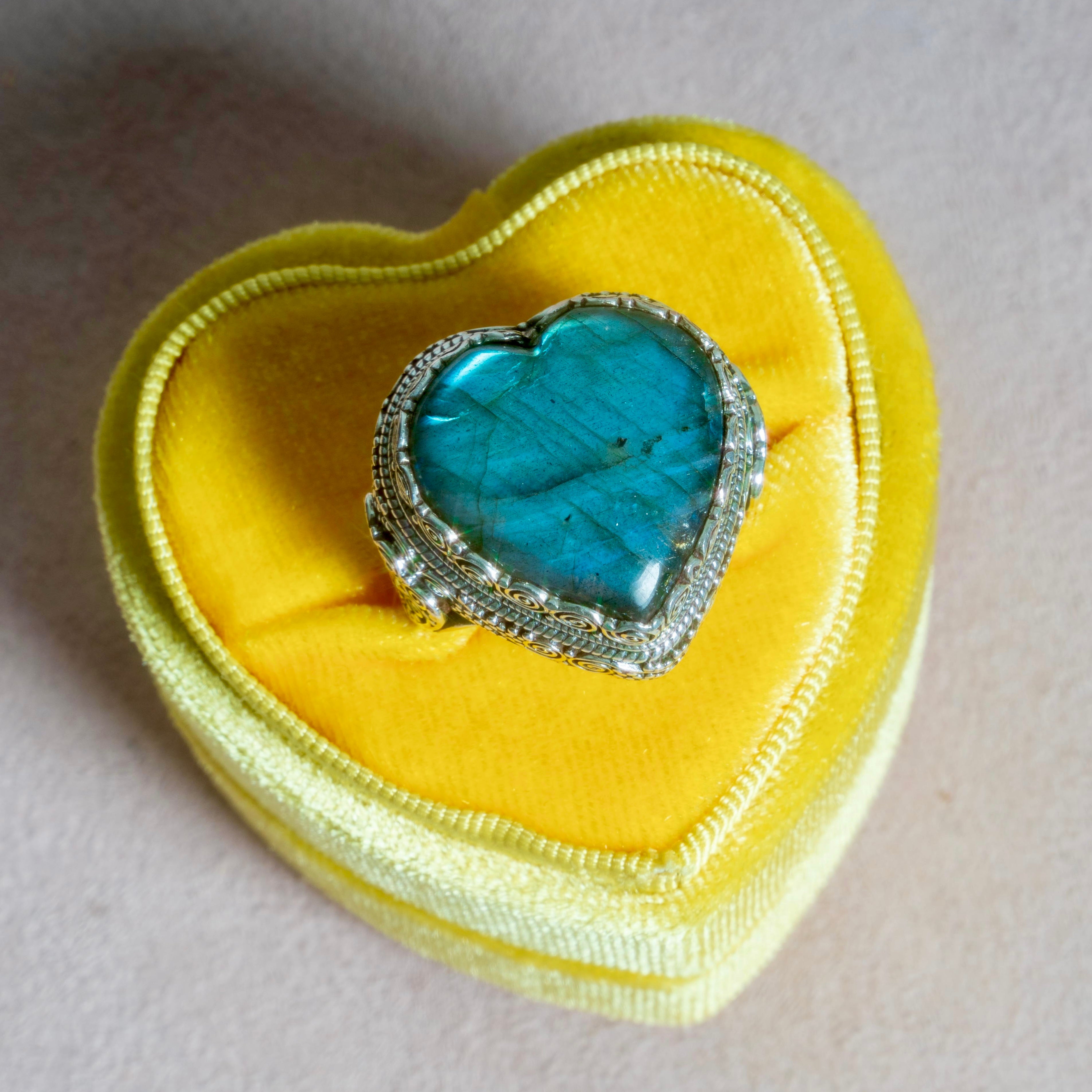 Labradorite Heart Ring