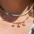 14k Mixed Shape Diamond Tennis Necklace