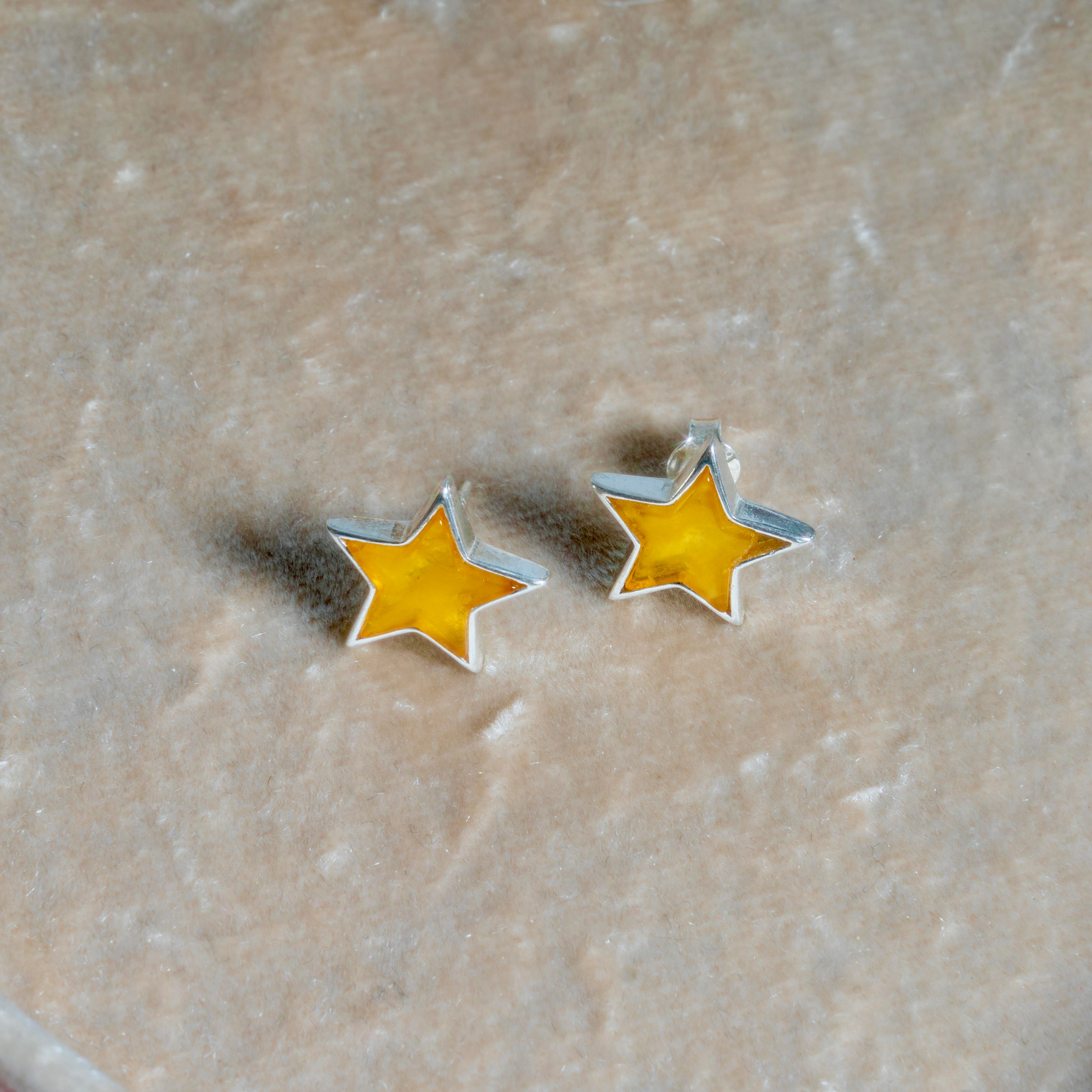 Butter Amber Star Earrings