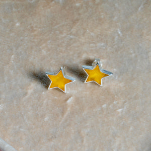 Butter Amber Star Earrings