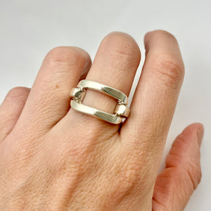 V Sterling Silver Ring