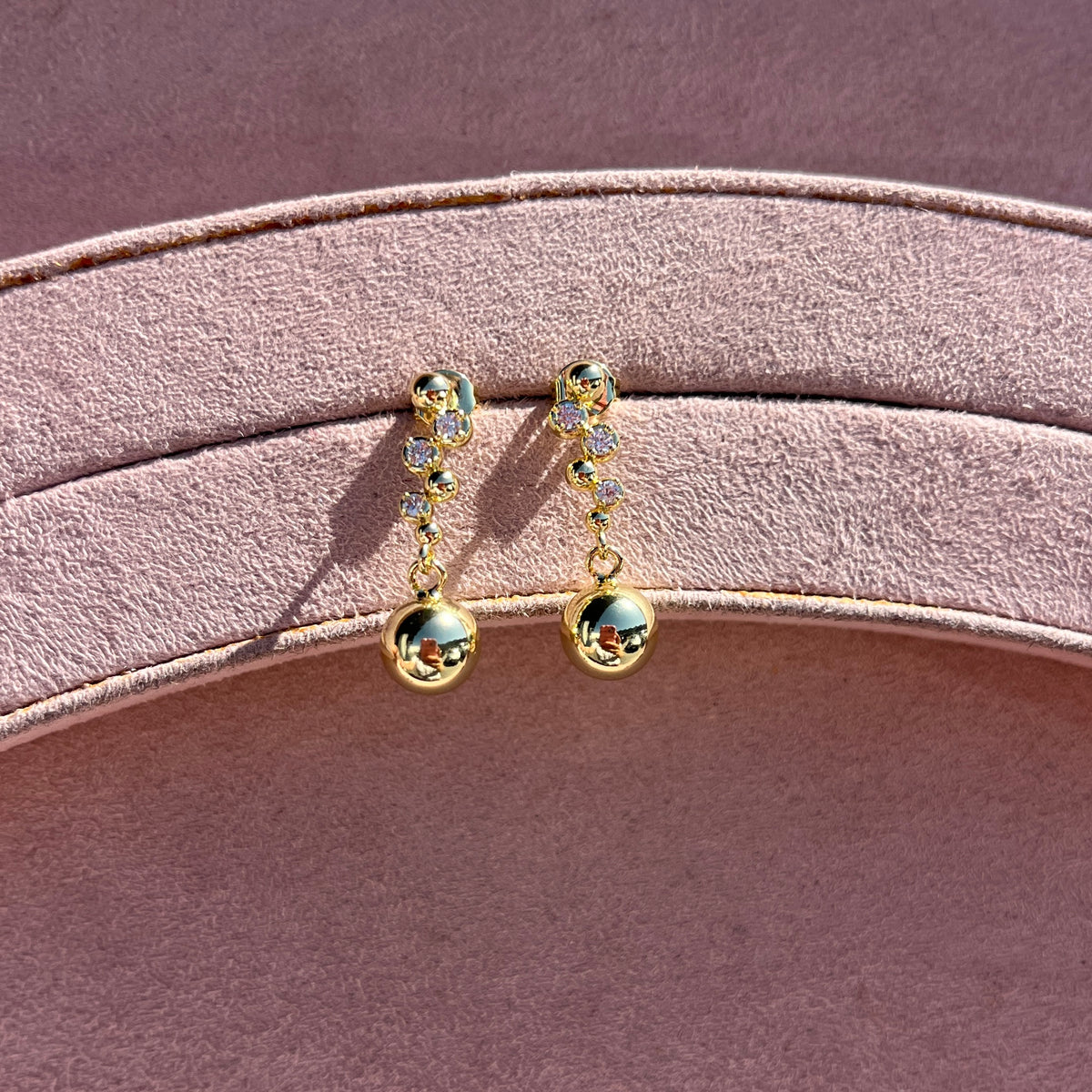 Beaded CZ Ball Earrings