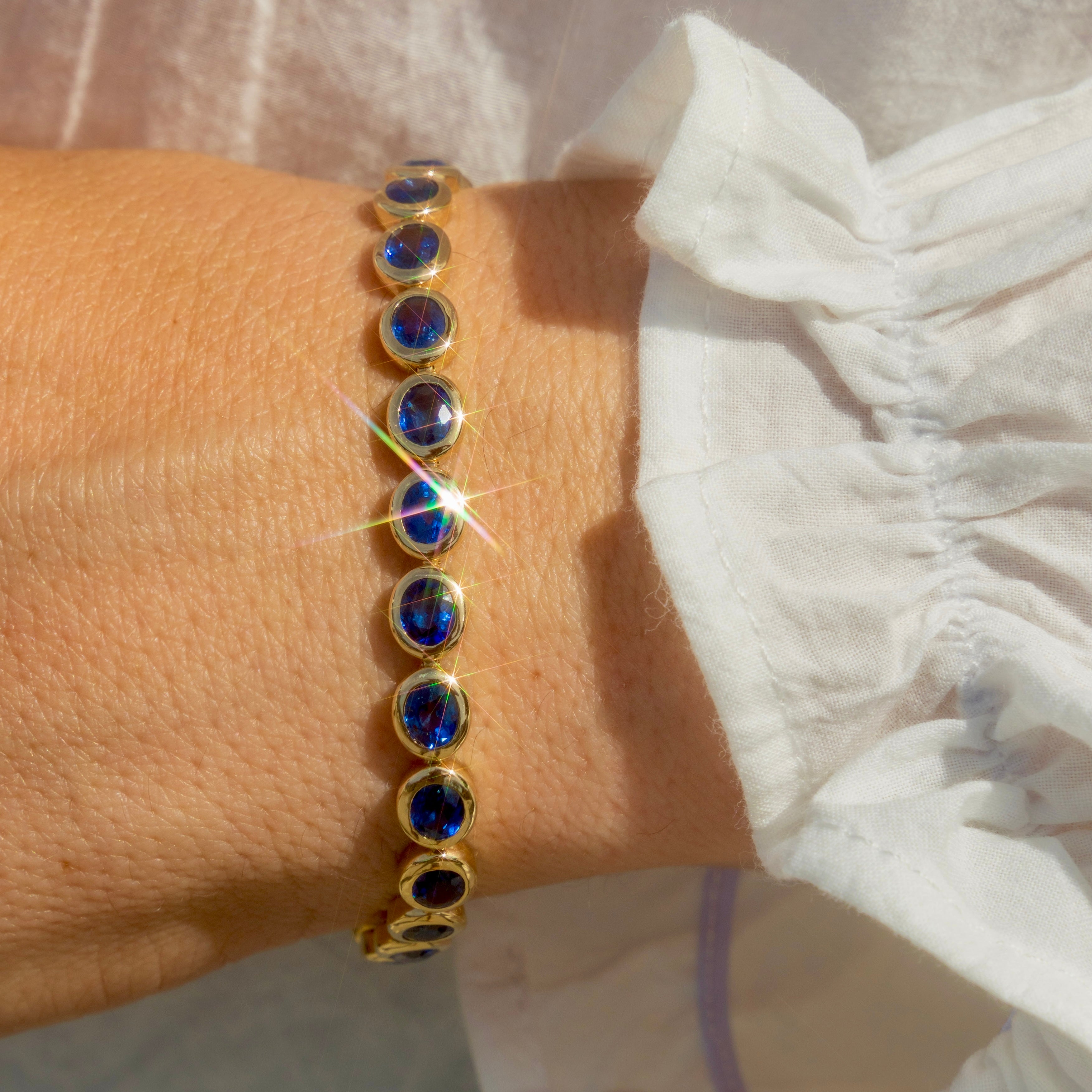 14k Blue Sapphire Tennis Bracelet