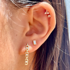 14k Three Layered Drop Diamond Earrings