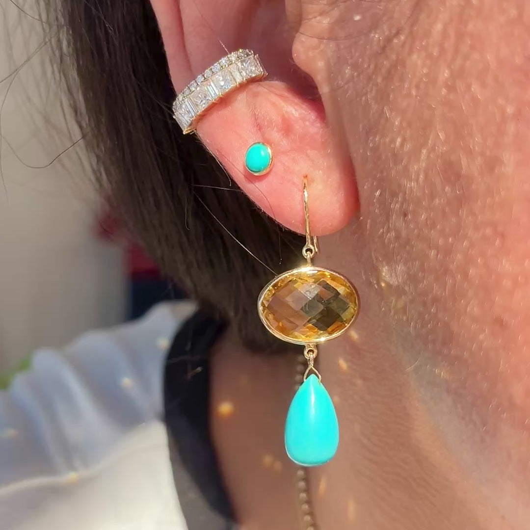 14k Turquoise + Citrine Earrings