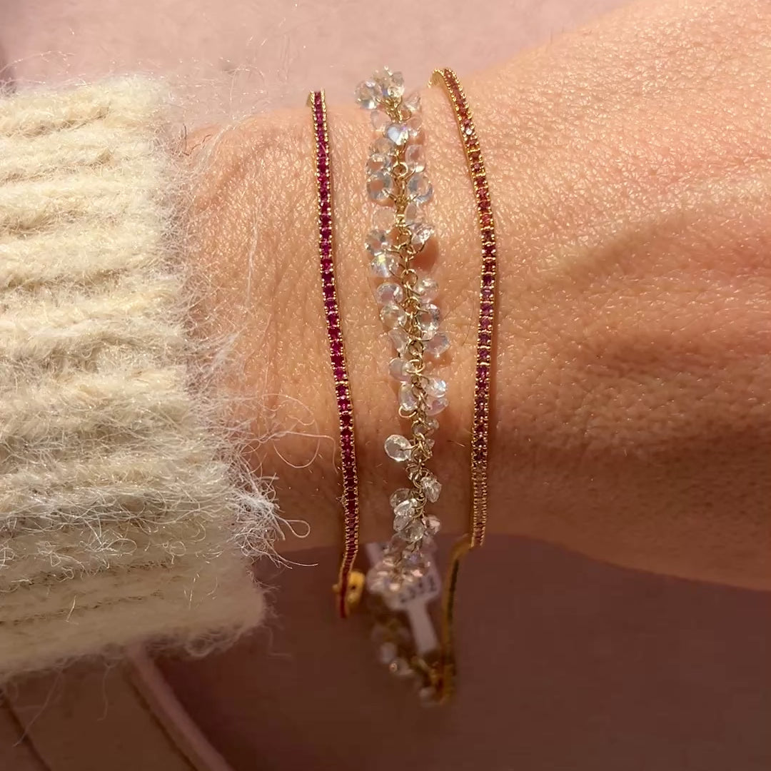 14k Rainbow Moonstone Shaker Bracelet