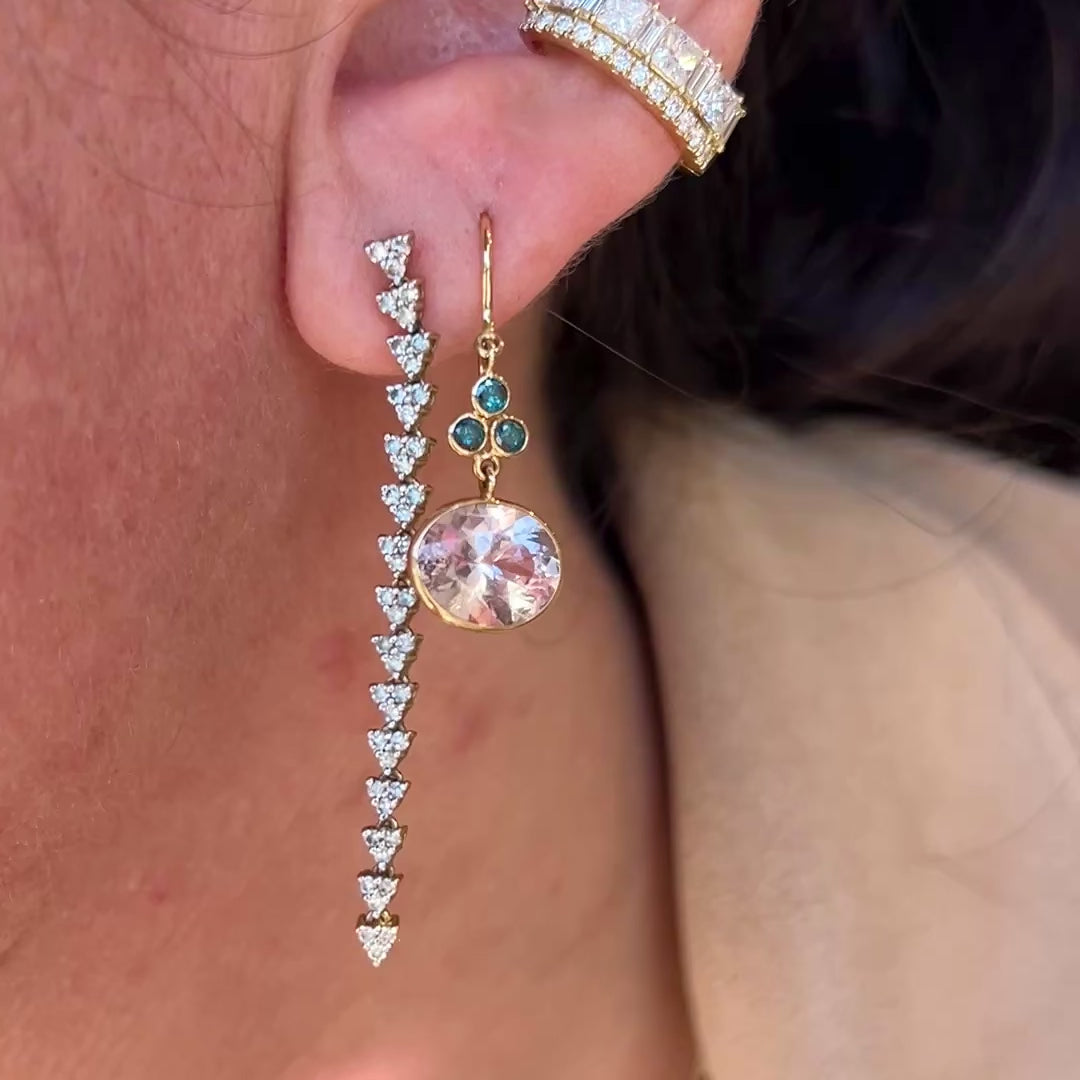 14k Morganite + Blue Diamond Earrings