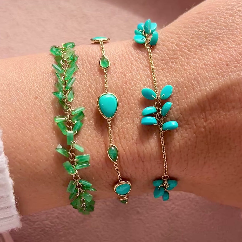 14k Turquoise + Emerald Bracelet
