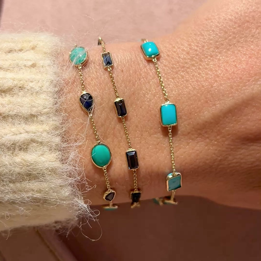 14k Turquoise Rectangular Bracelet